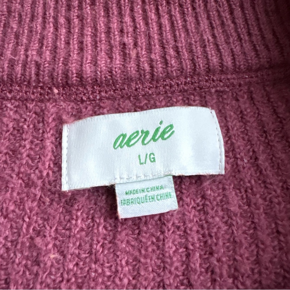 Aerie Women's Oversized Plum Ribbed Sweater - Picture 3 of 6